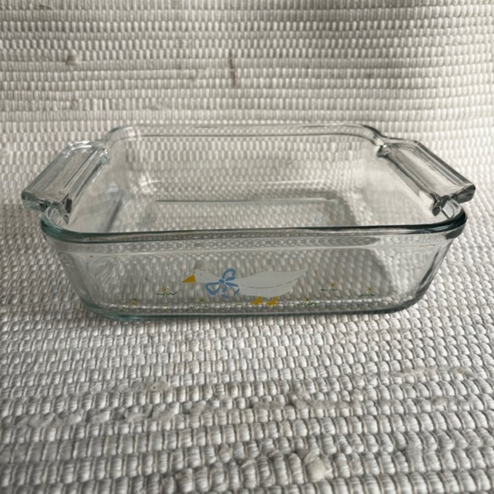 Anchor Hocking Vintage 1987 Country Goose Square Glass Baking Dish 8x8 2qt